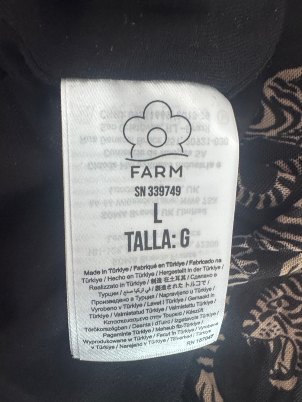 FARM Rio Black Blouse with Cream Tiger Print - Picture 4 of 5
